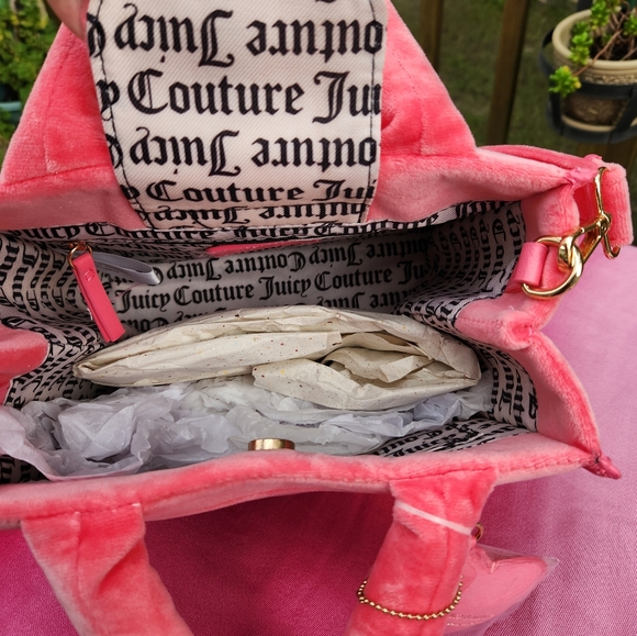 Juicy Couture Pink Velvet With Assorted Tiny Studes 9.5" Wide x 8"Deep - Picture 5 of 12